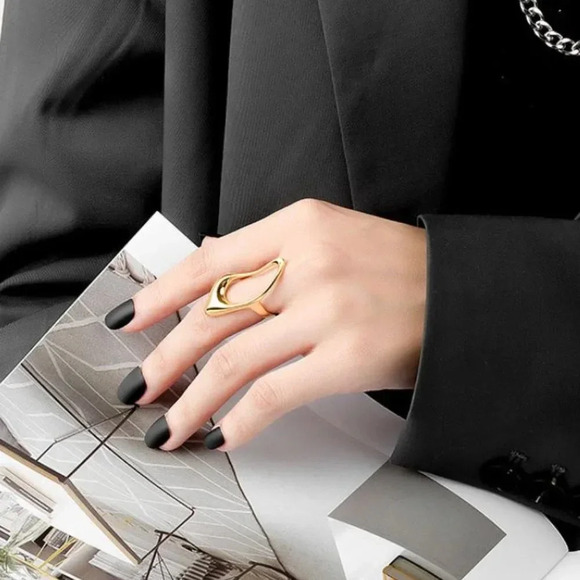 925 Sterling Silver Statement Ring Abstract Irregular Chunky Large Bold Ring - Picture 8 of 13